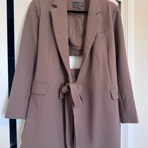 Anthropologie Taupe Tie-Waist Dress